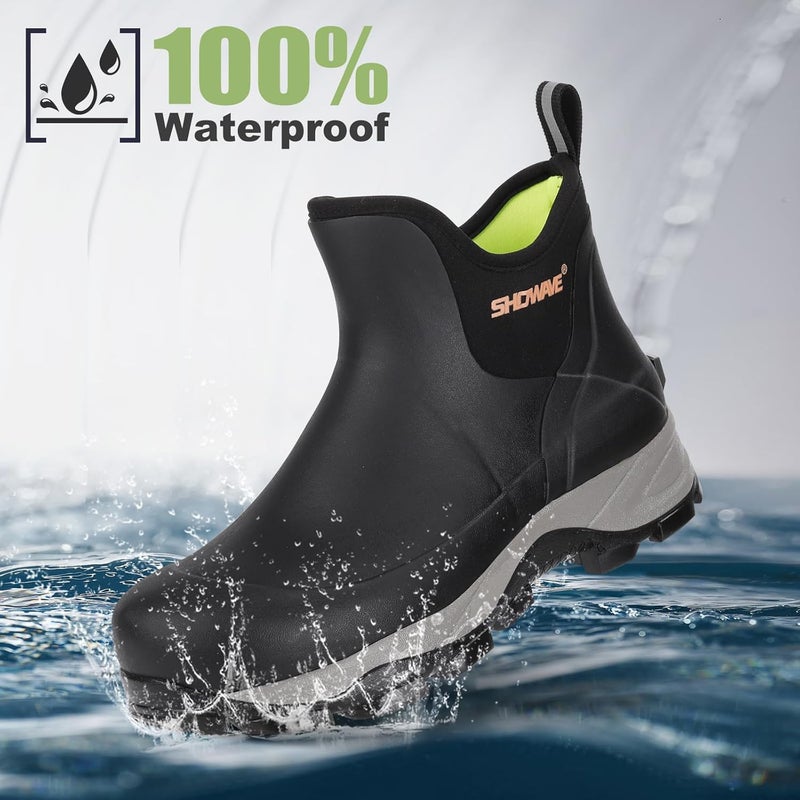 Showave Store Men's Rubber Boots Waterproof Rain Footwear Durable Short Hunting Boots for Mud Gardening Yard and Chore Working - Image 4